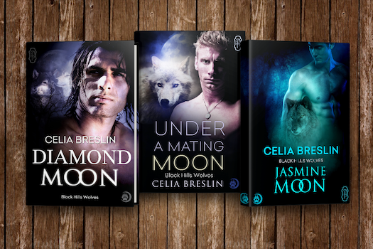 Book covers for Diamond Moon, Under A Mating Moon, and Jasmine Moon