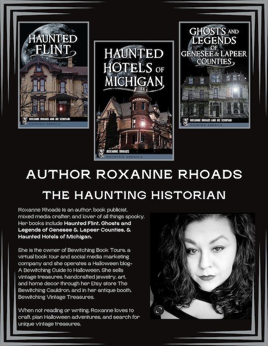 Photo of author plus her three book covers in the Haunted America Series