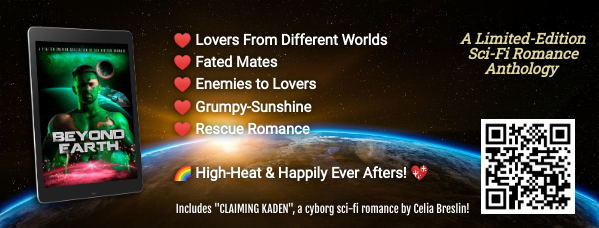 graphic: click image to visit a landing page with online store options where you can purchase the Beyond Earth sci-fi romance anthology